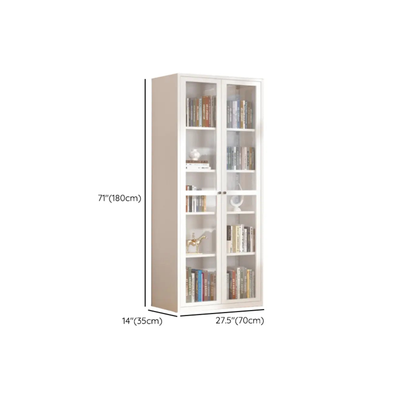 79'' White Alloy Rectangle Storage Cabinet with Exterior Shelf