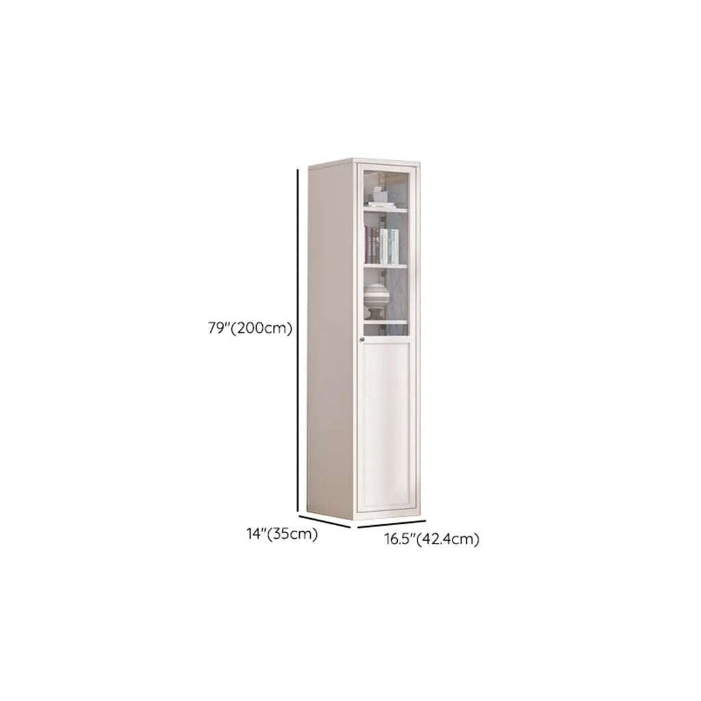 79'' White Alloy Rectangle Storage Cabinet with Exterior Shelf
