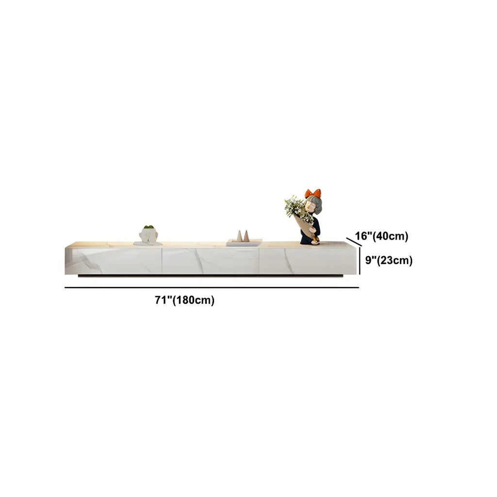 94.5 Modern White Stone Long Enclosed Storage TV Stand