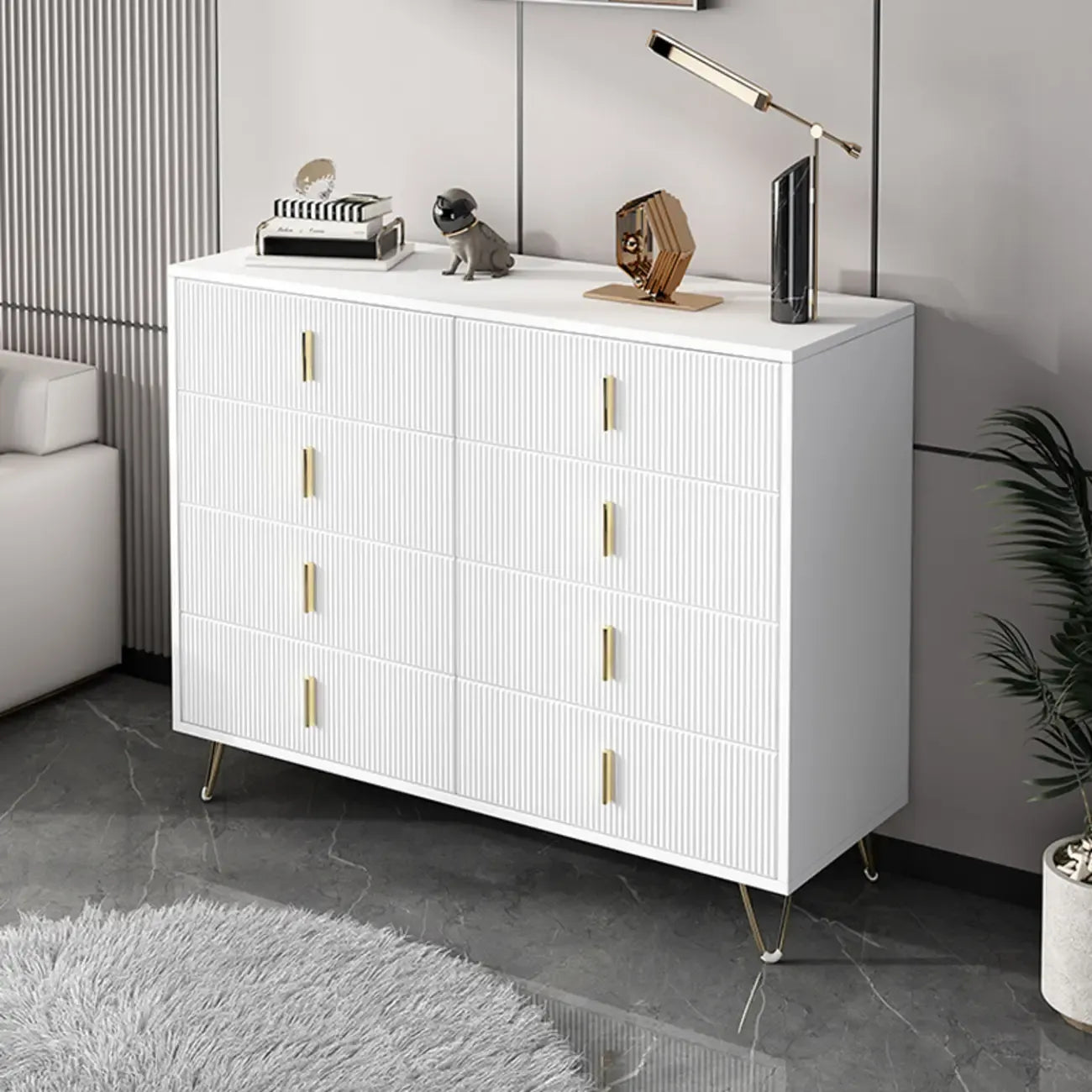4 Legs Wood Storage Chest with Doors & Drawers for Home
