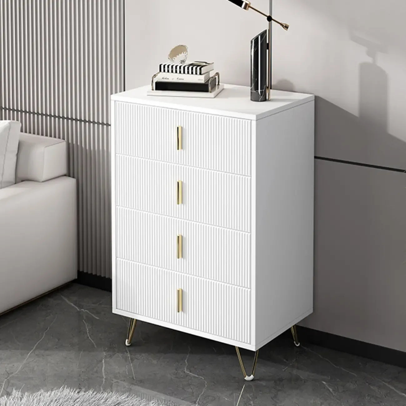 4 Legs Wood Storage Chest with Doors & Drawers for Home