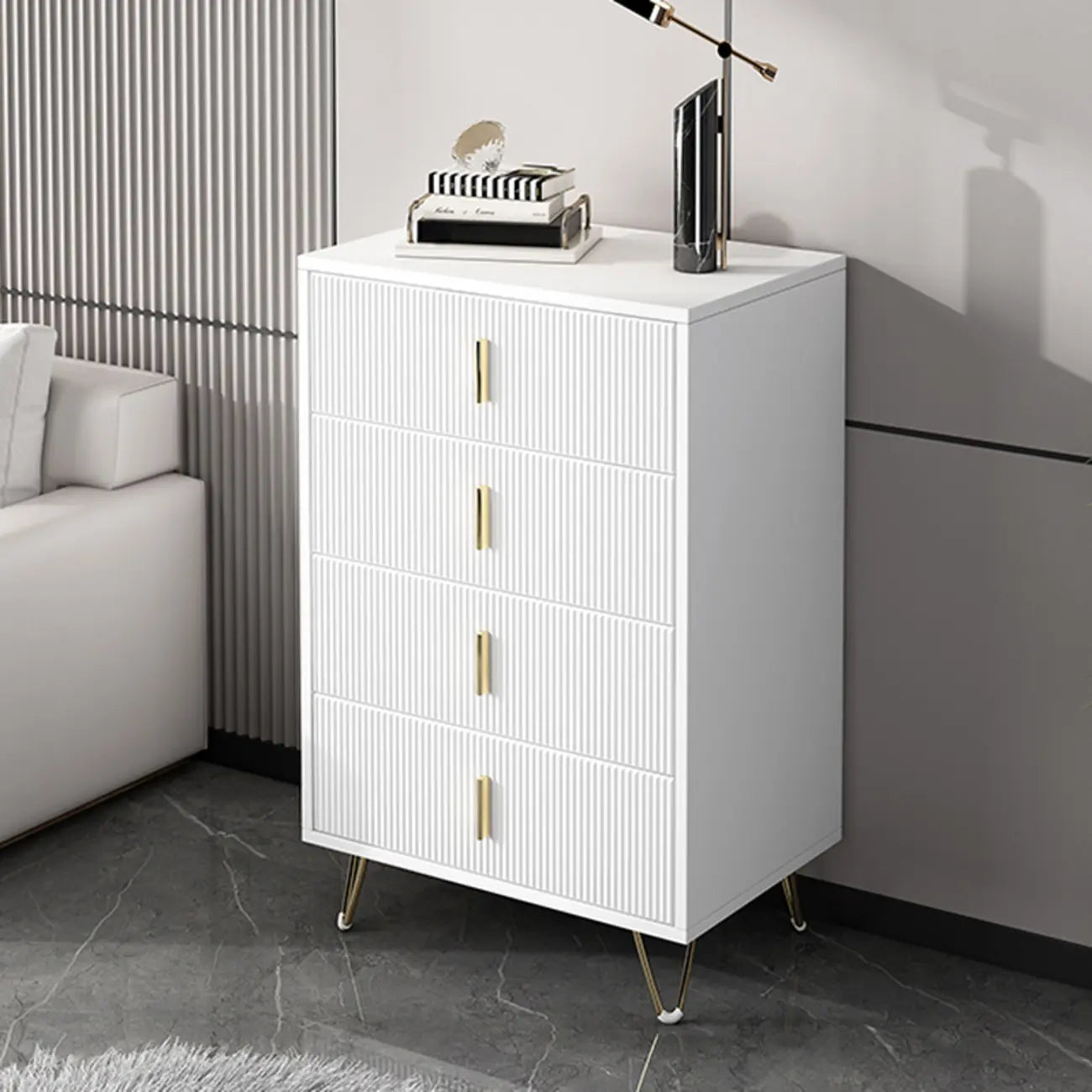 4 Legs Wood Storage Chest with Doors & Drawers for Home