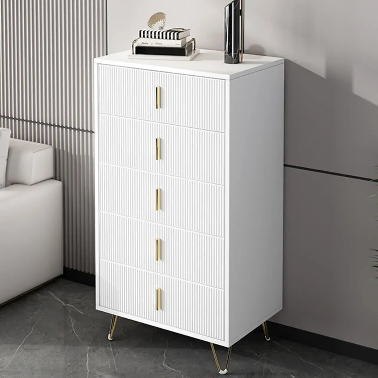 4 Legs Wood Storage Chest with Doors & Drawers for Home