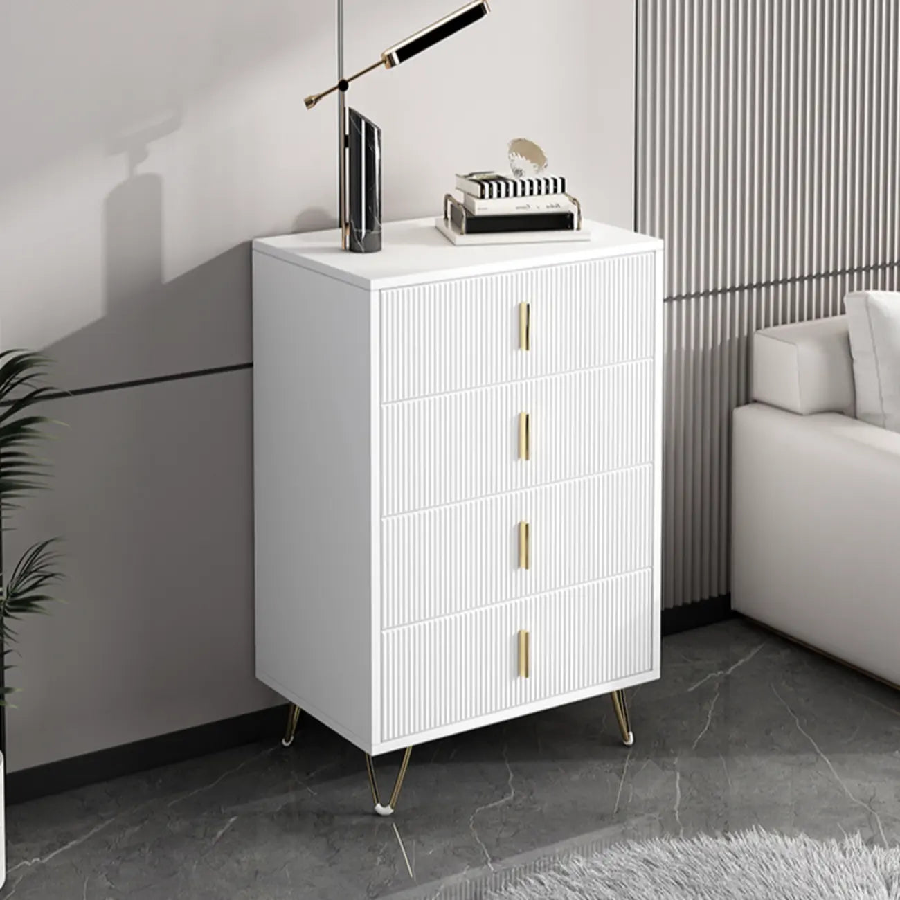 4 Legs Wood Storage Chest with Doors & Drawers for Home