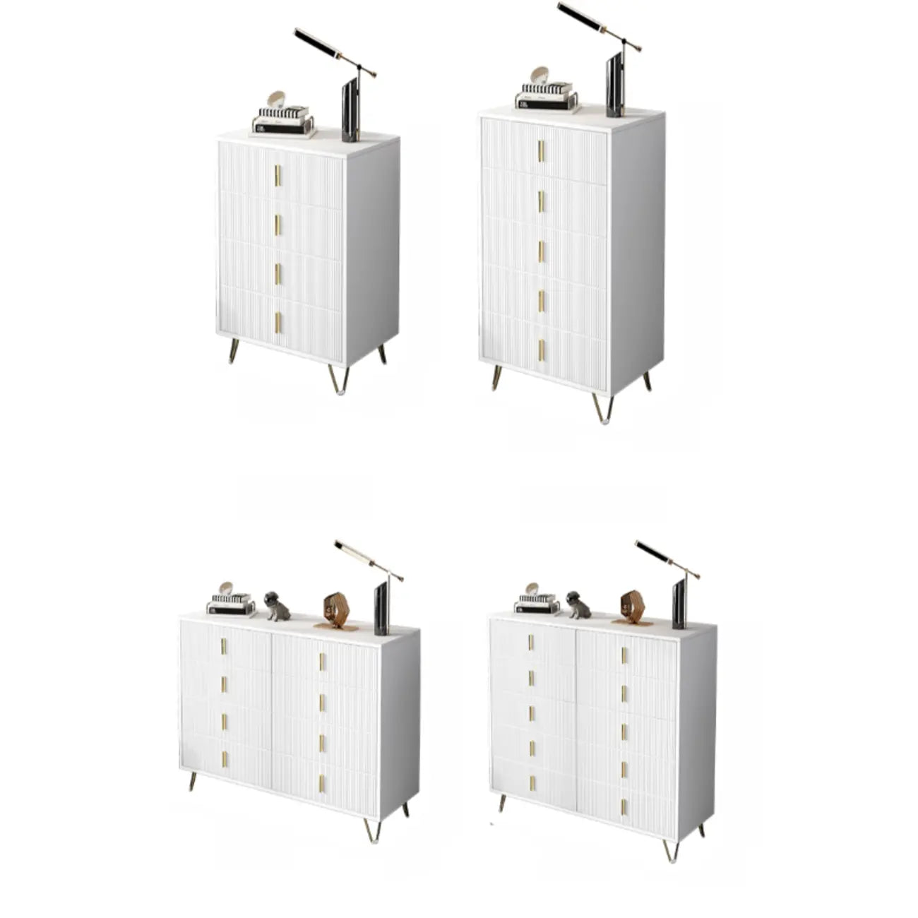4 Legs Wood Storage Chest with Doors & Drawers for Home
