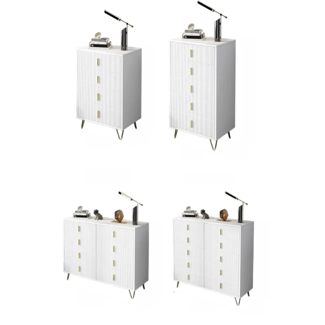 4 Legs Wood Storage Chest with Doors & Drawers for Home