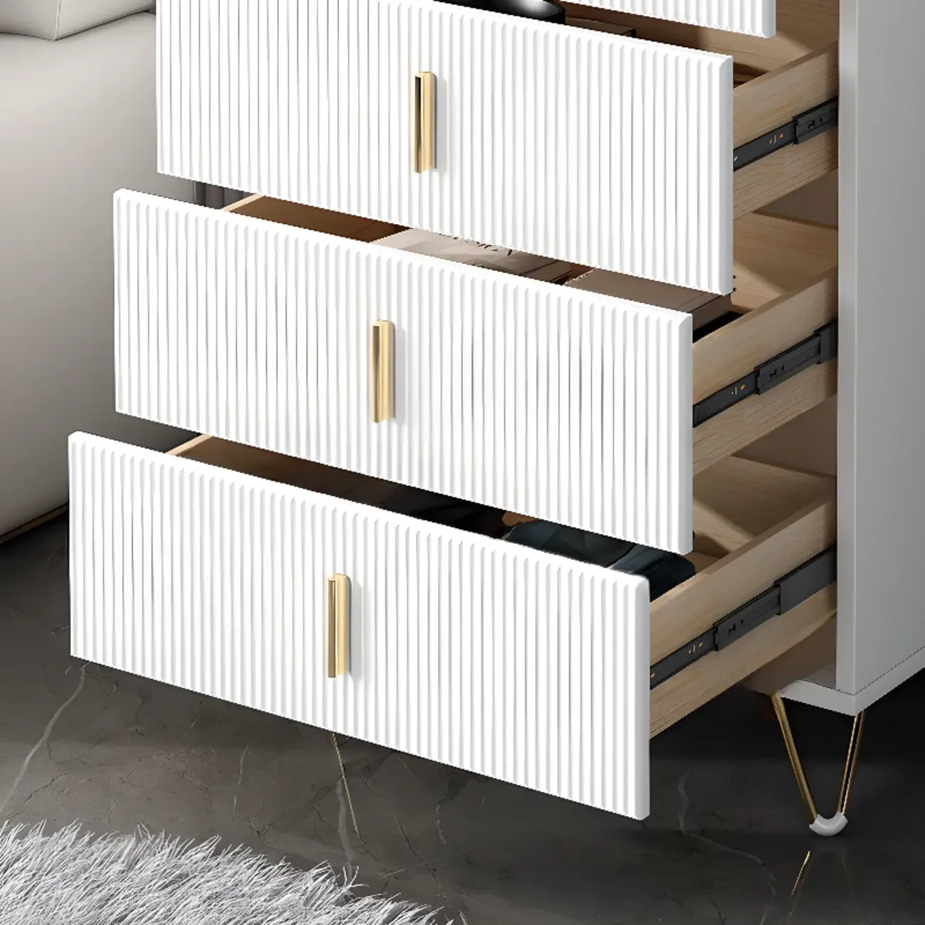 4 Legs Wood Storage Chest with Doors & Drawers for Home