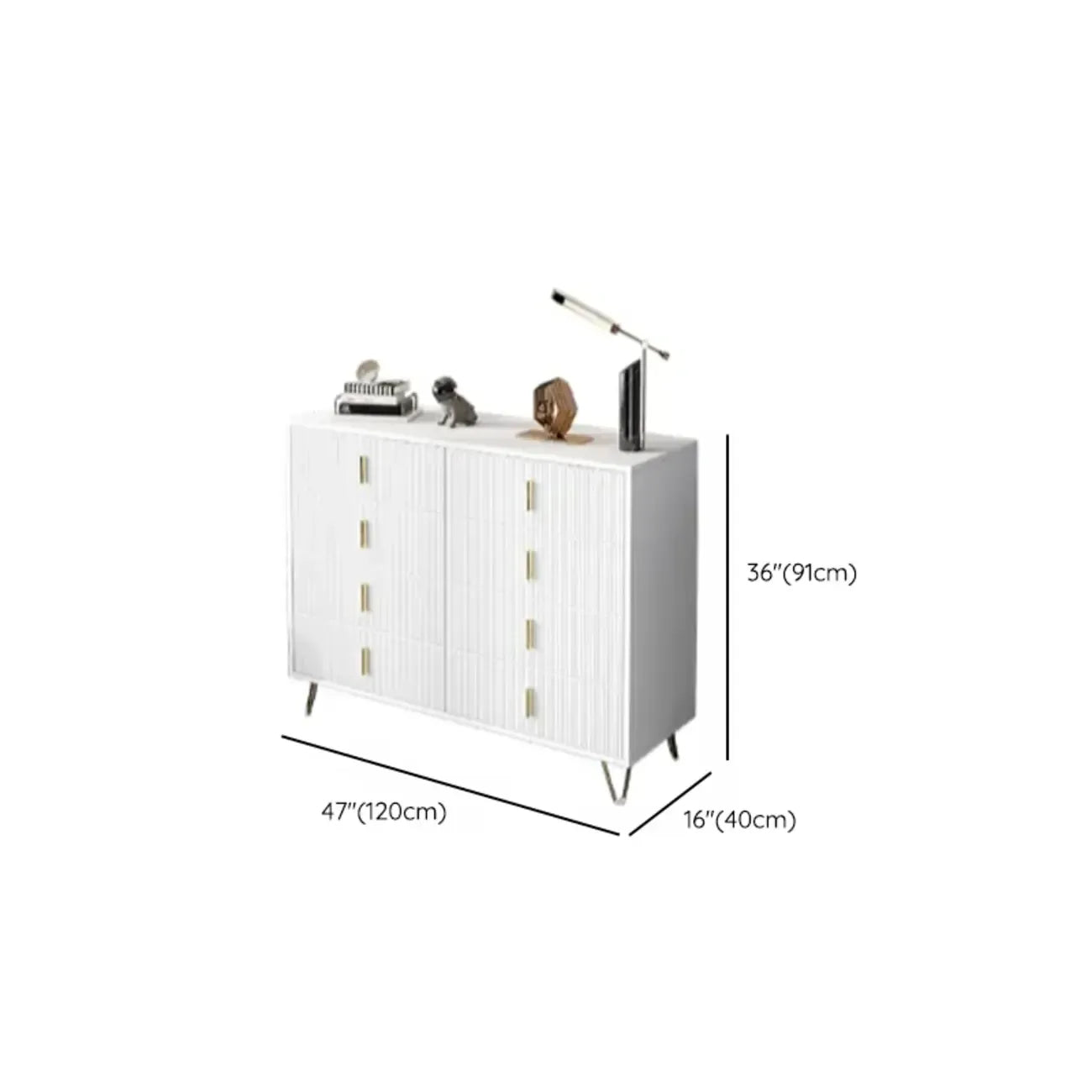 4 Legs Wood Storage Chest with Doors & Drawers for Home