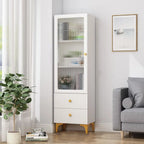 47‘’-71.5H Rectangular Wooden Display Cabinet with Glass Door