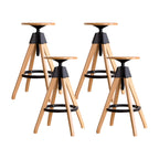Adjustable Brown Wooden Swivel Backless Bar Stools