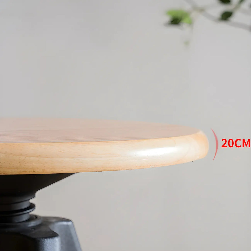Adjustable Brown Wooden Swivel Backless Bar Stools