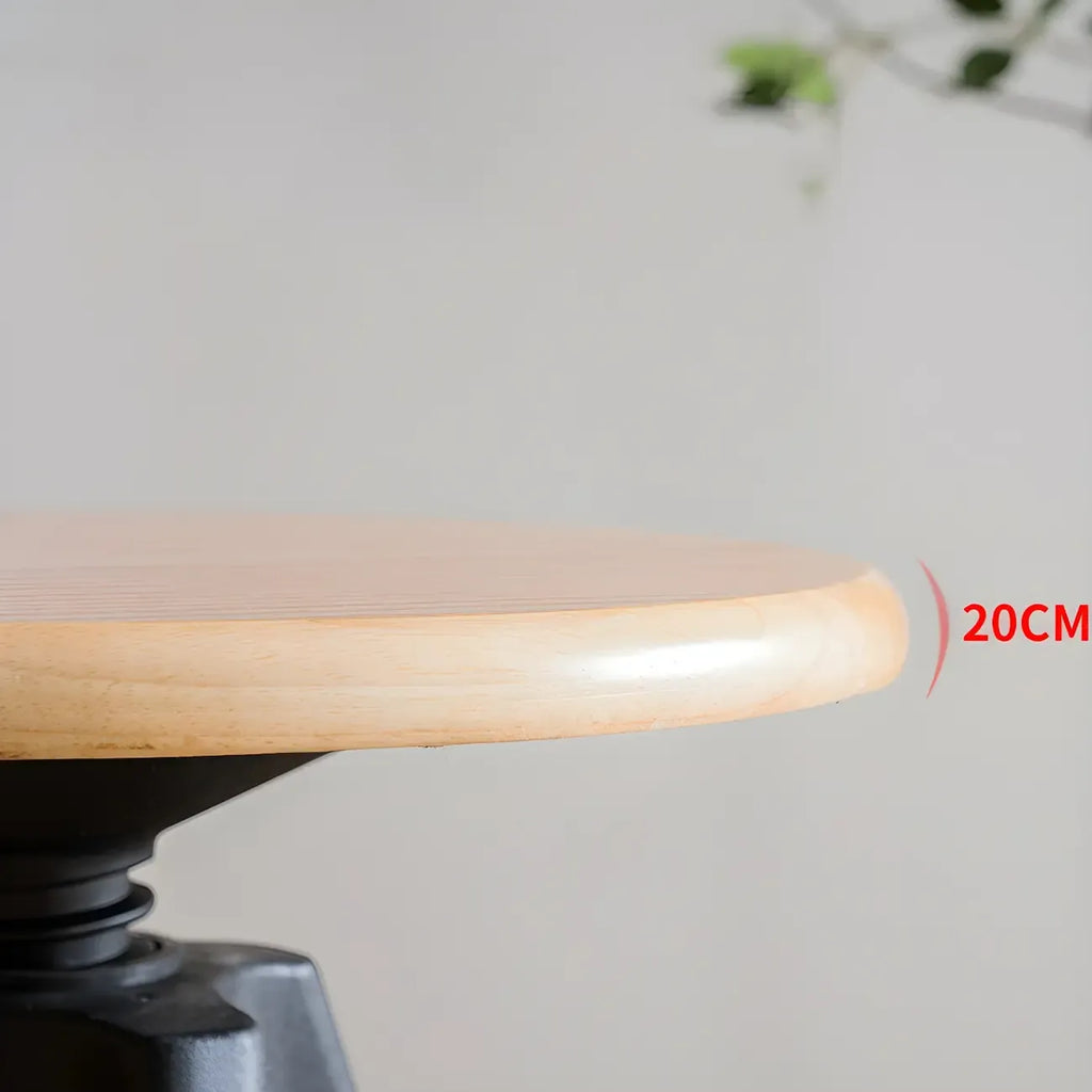Adjustable Brown Wooden Swivel Backless Bar Stools