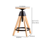 Adjustable Brown Wooden Swivel Backless Bar Stools