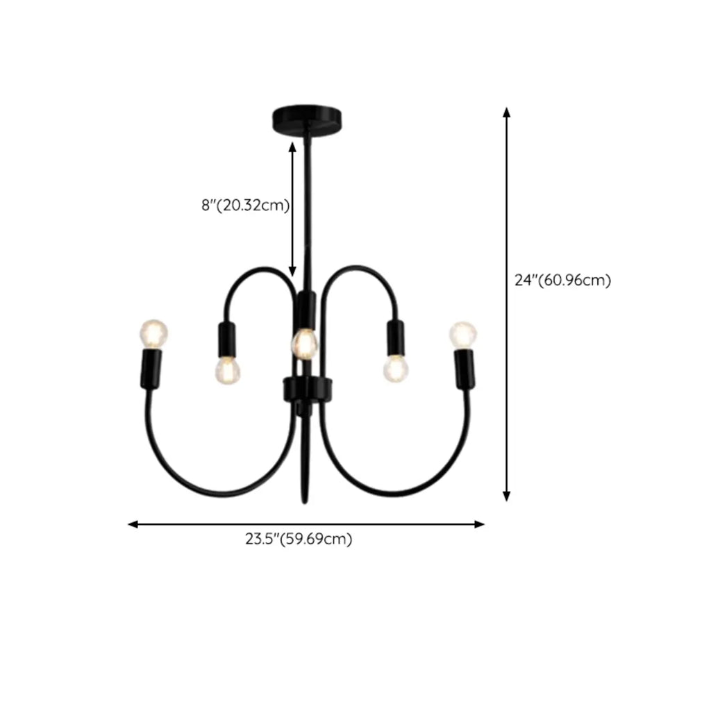 2 Tiers Industrial Black Iron Chandelier for Modern Interiors