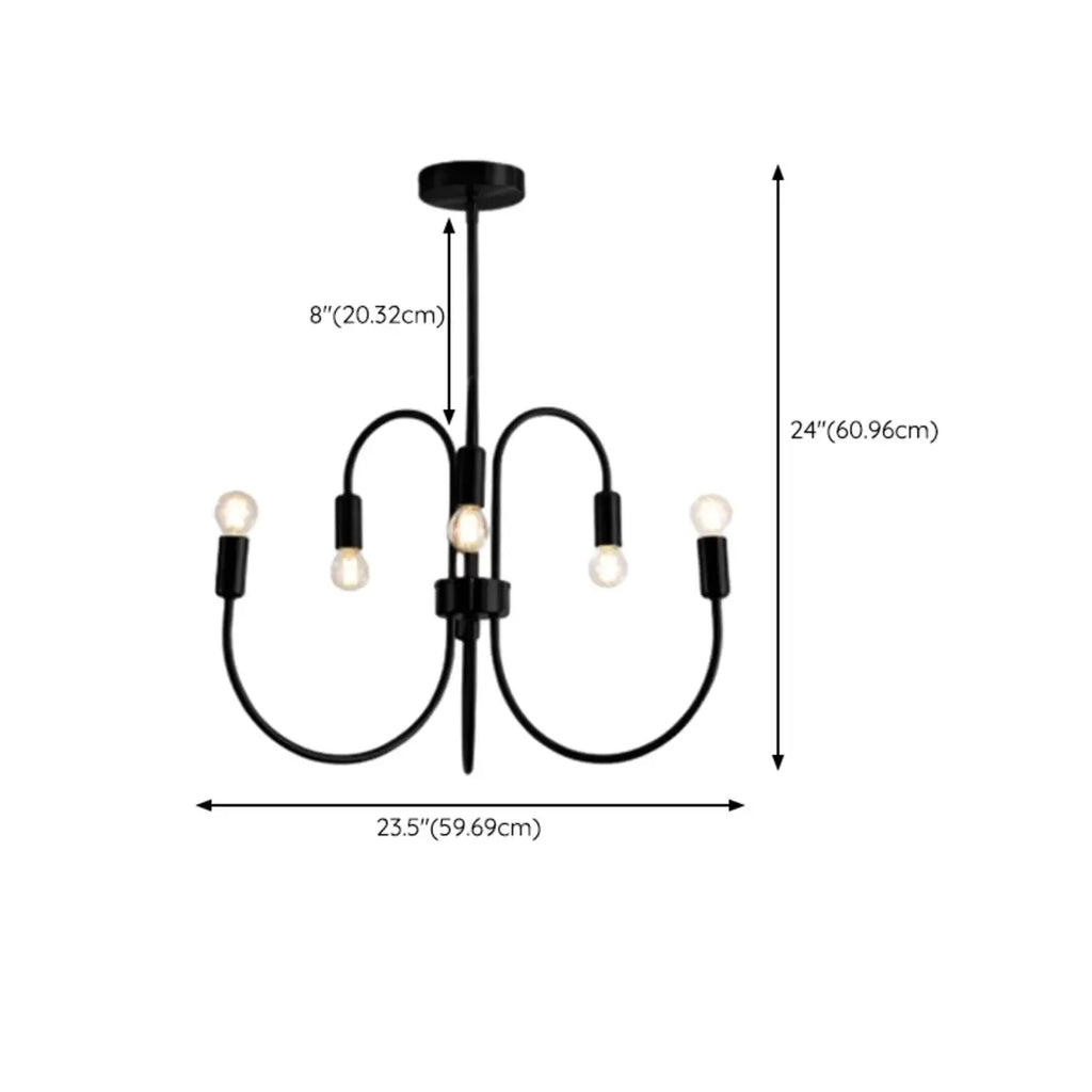 2 Tiers Industrial Black Iron Chandelier for Modern Interiors