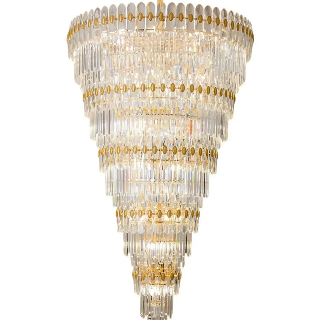 5-Tier Luxurious Crystal Chandelier for High Ceilings