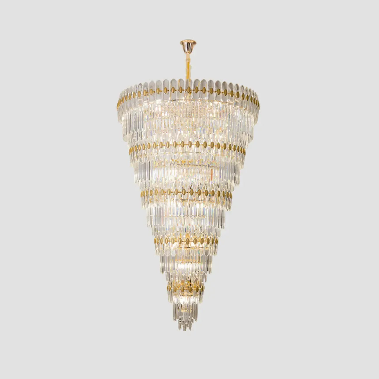 5-Tier Luxurious Crystal Chandelier for High Ceilings