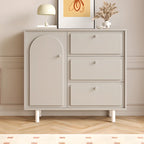 Dove Grey Wood Cabinet with Drawers for Living Room Storage