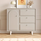 Dove Grey Wood Cabinet with Drawers for Living Room Storage