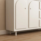Dove Grey Wood Cabinet with Drawers for Living Room Storage