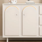 Dove Grey Wood Cabinet with Drawers for Living Room Storage