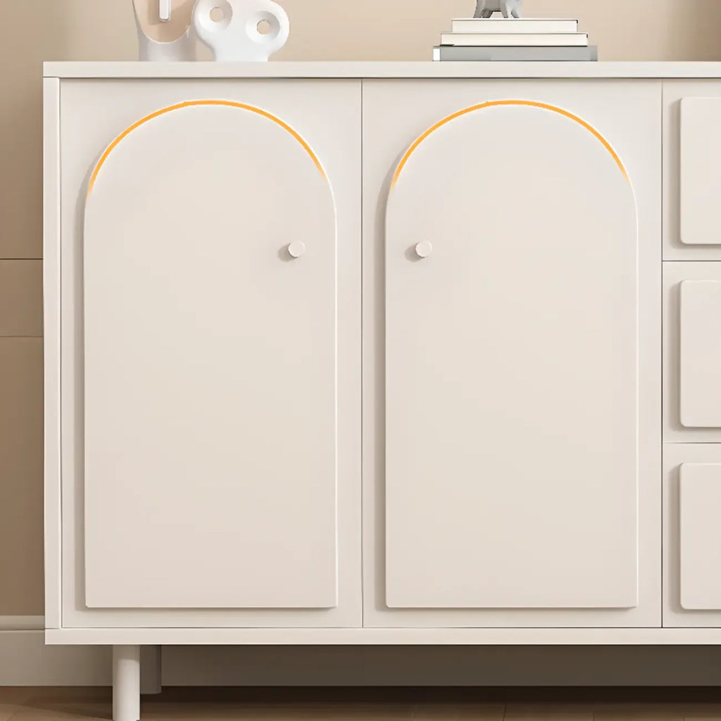 Dove Grey Wood Cabinet with Drawers for Living Room Storage