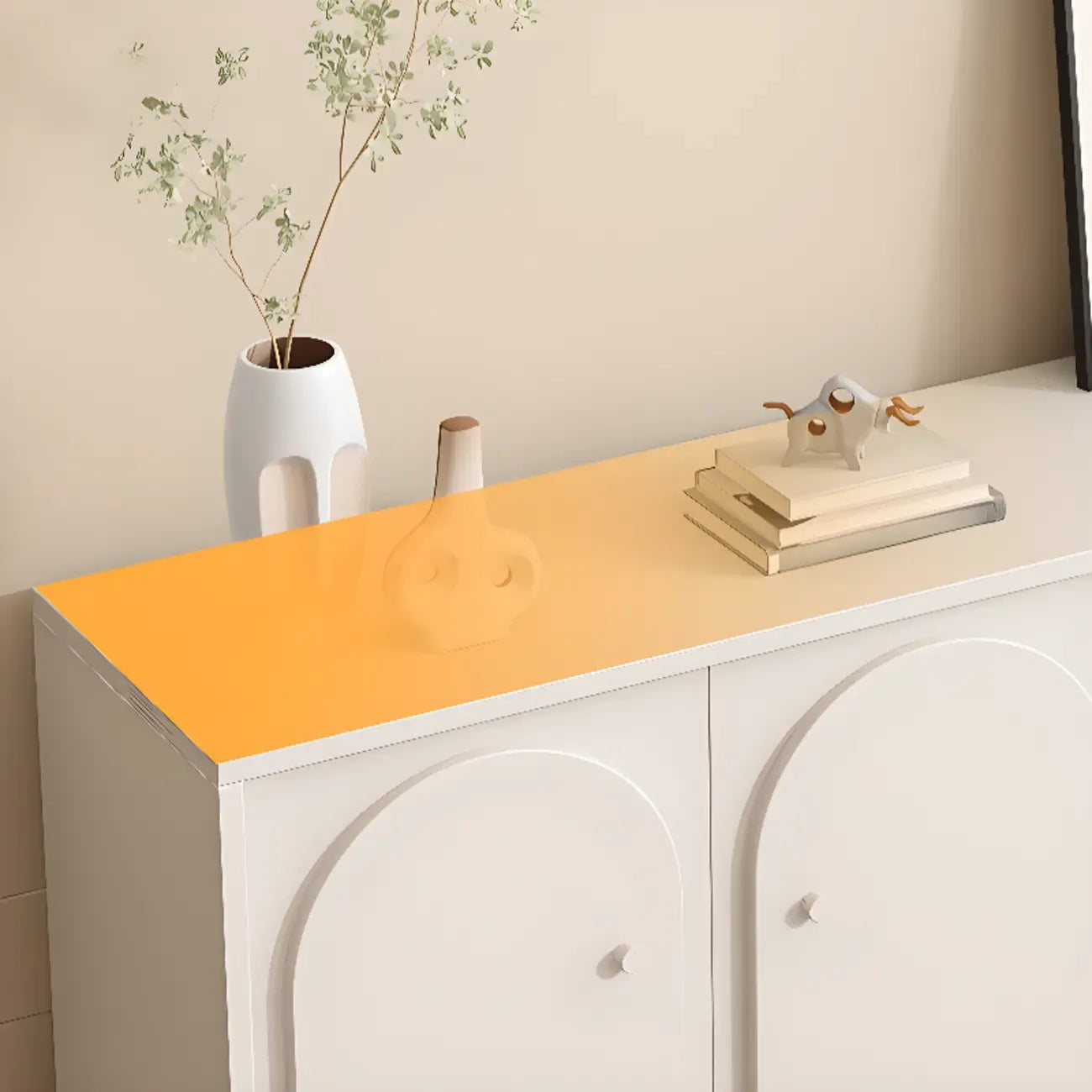 Dove Grey Wood Cabinet with Drawers for Living Room Storage