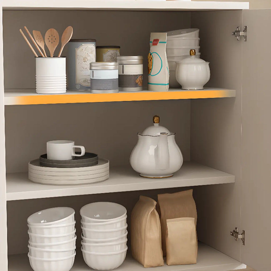 Dove Grey Wood Cabinet with Drawers for Living Room Storage