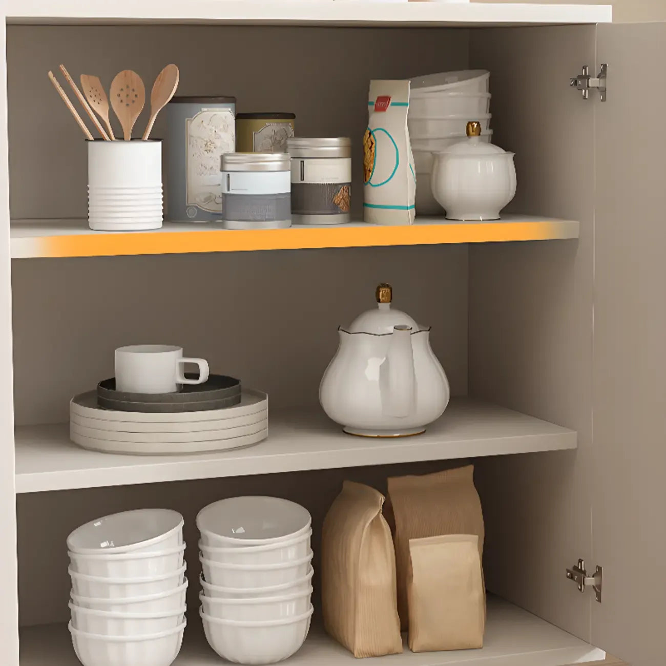 Dove Grey Wood Cabinet with Drawers for Living Room Storage