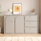 Dove Grey Wood Cabinet with Drawers for Living Room Storage