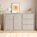 Dove Grey Wood Cabinet with Drawers for Living Room Storage