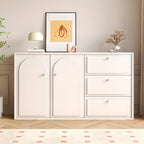 Dove Grey Wood Cabinet with Drawers for Living Room Storage