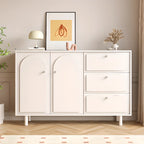 Dove Grey Wood Cabinet with Drawers for Living Room Storage