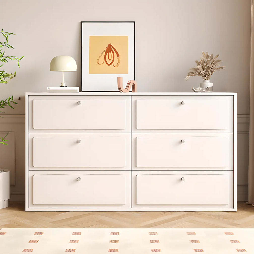 Dove Grey Wood Cabinet with Drawers for Living Room Storage