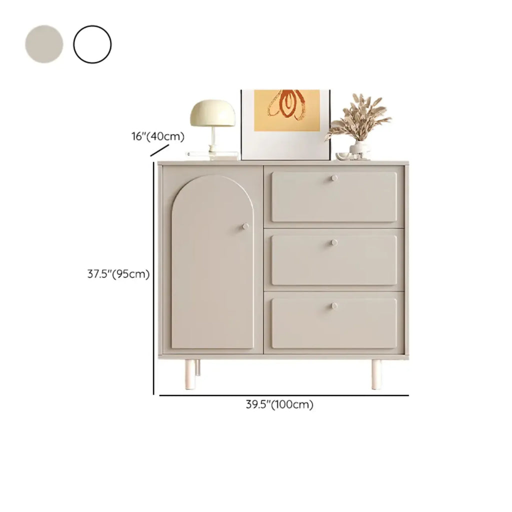 Dove Grey Wood Cabinet with Drawers for Living Room Storage