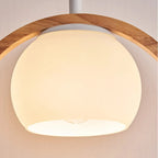 Designer Wooden Ring LED Pendant Light with Glass Shade for Home Decor