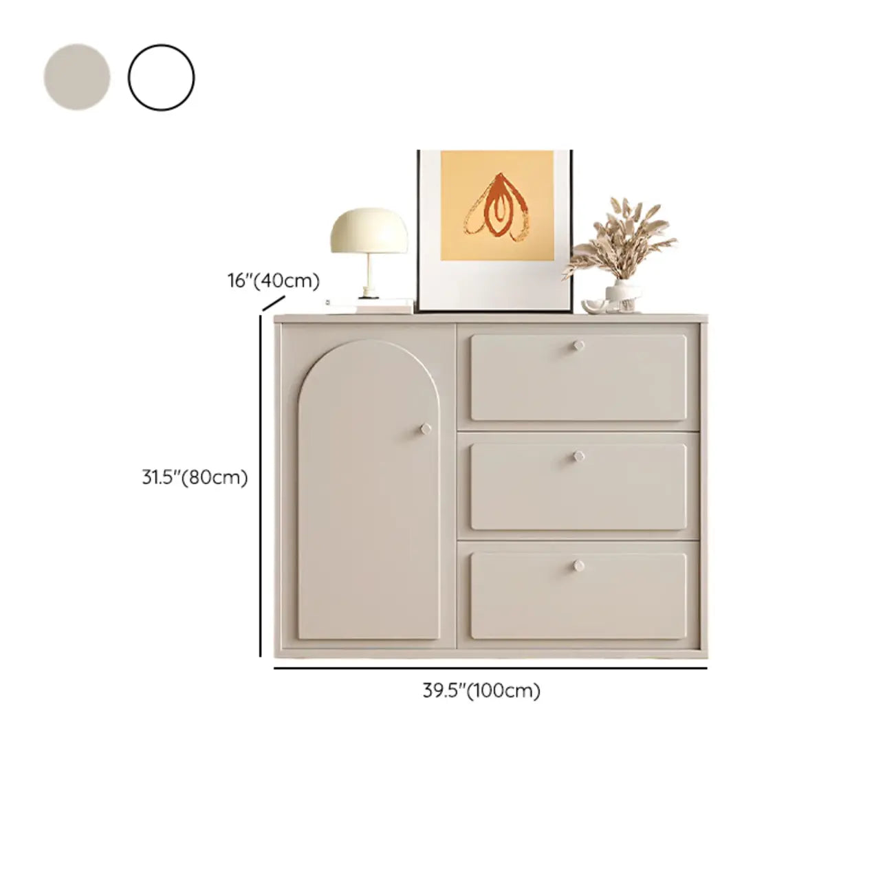 Dove Grey Wood Cabinet with Drawers for Living Room Storage