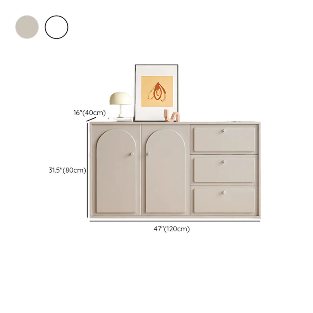 Dove Grey Wood Cabinet with Drawers for Living Room Storage
