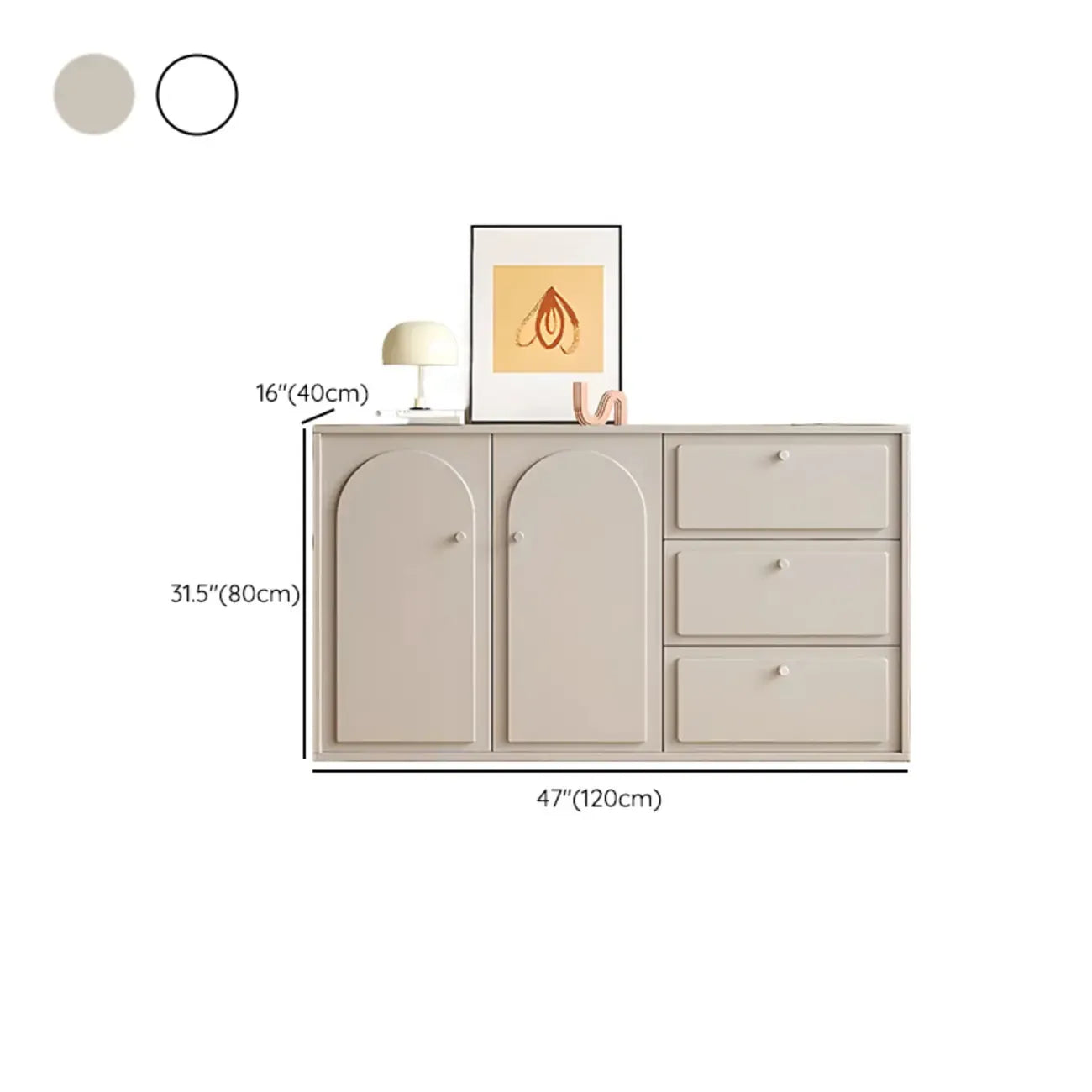 Dove Grey Wood Cabinet with Drawers for Living Room Storage