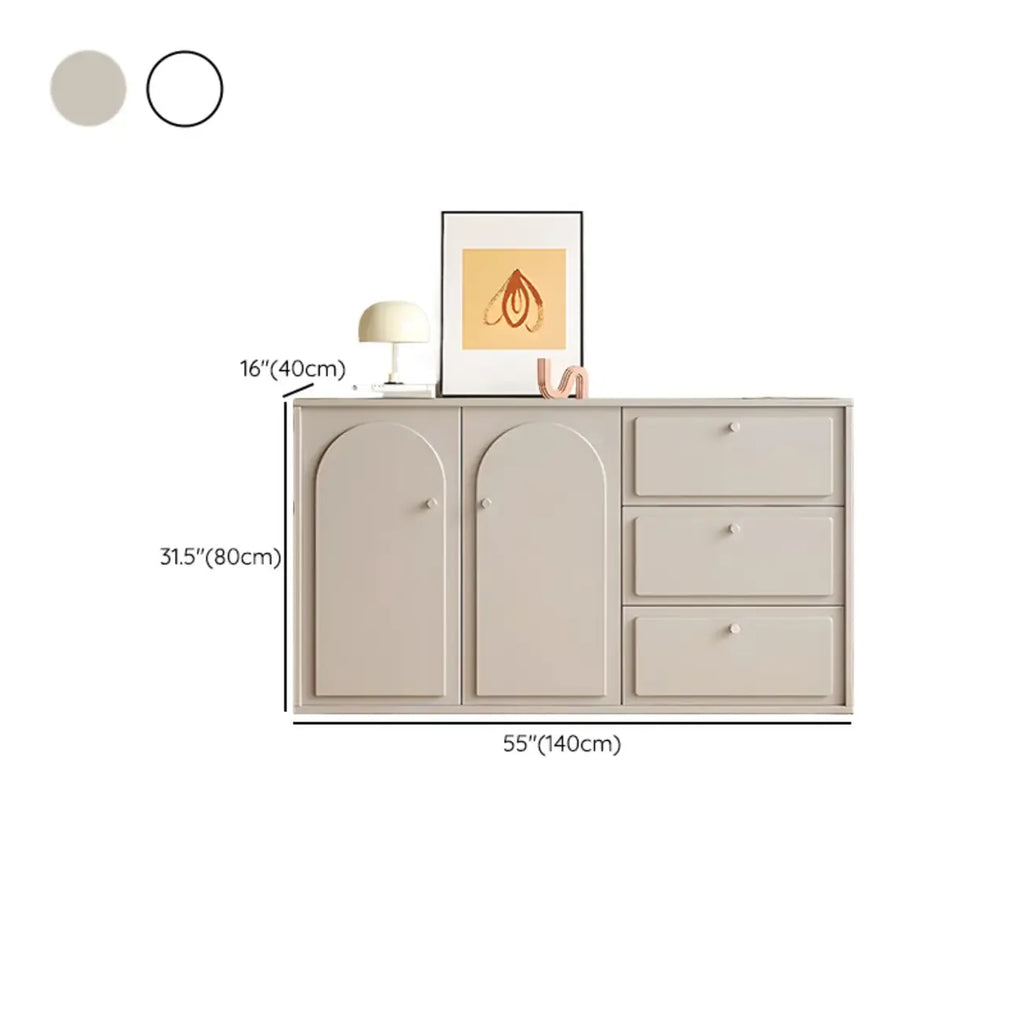 Dove Grey Wood Cabinet with Drawers for Living Room Storage