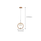 Designer Wooden Ring LED Pendant Light with Glass Shade for Home Decor