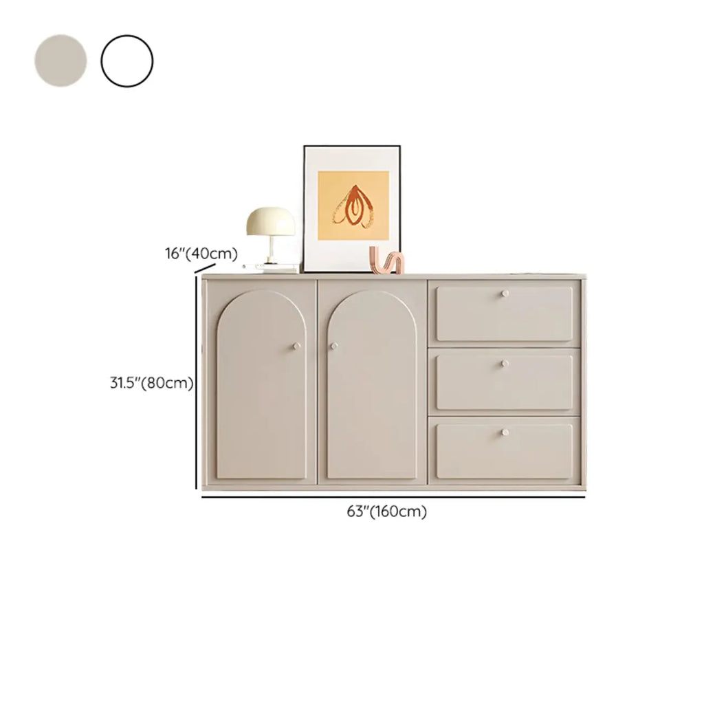 Dove Grey Wood Cabinet with Drawers for Living Room Storage