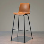 Brown Saddle Metal Frame Leather Counter Stools with Backs