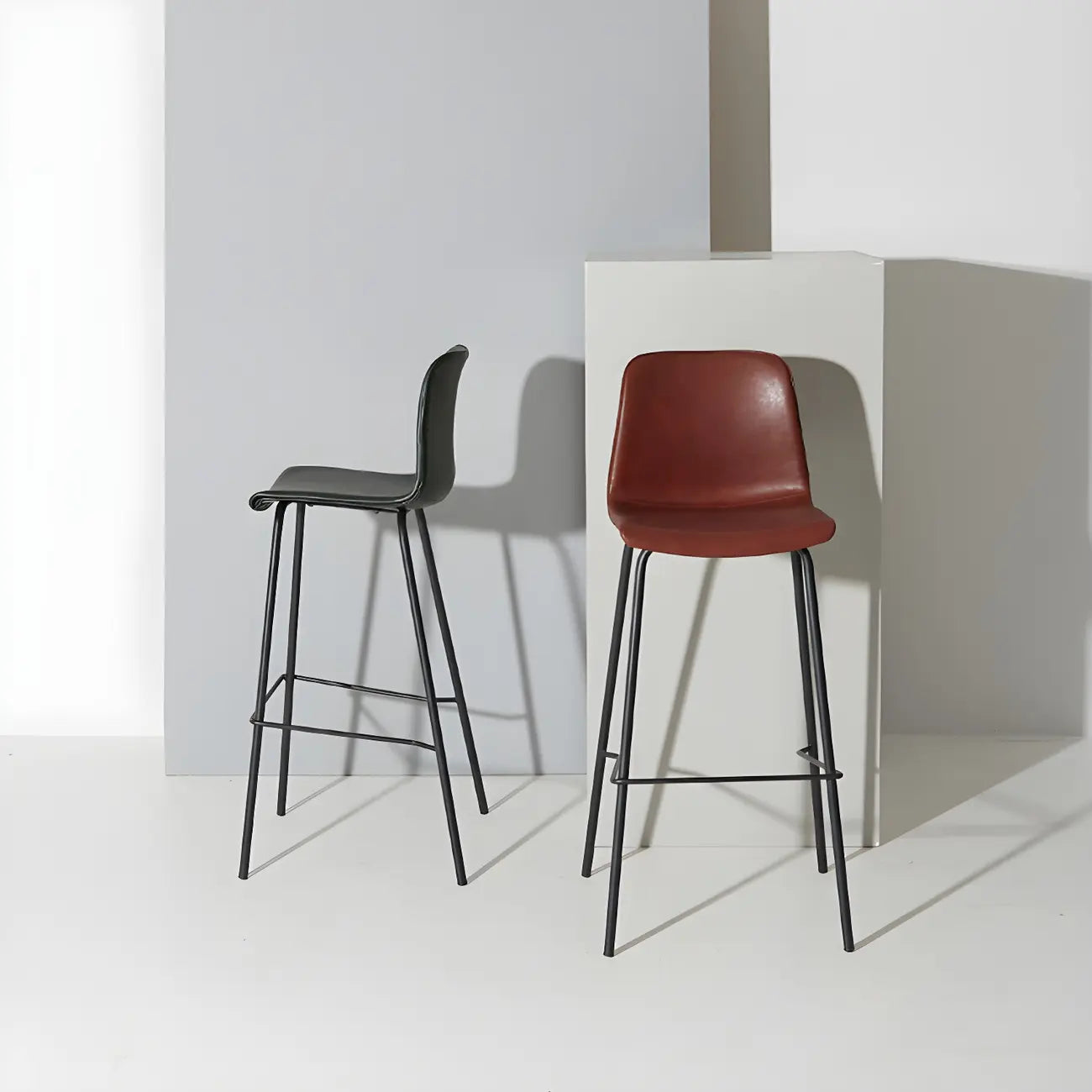 Brown Saddle Metal Frame Leather Counter Stools with Backs