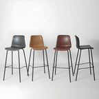 Brown Saddle Metal Frame Leather Counter Stools with Backs