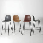 Brown Saddle Metal Frame Leather Counter Stools with Backs