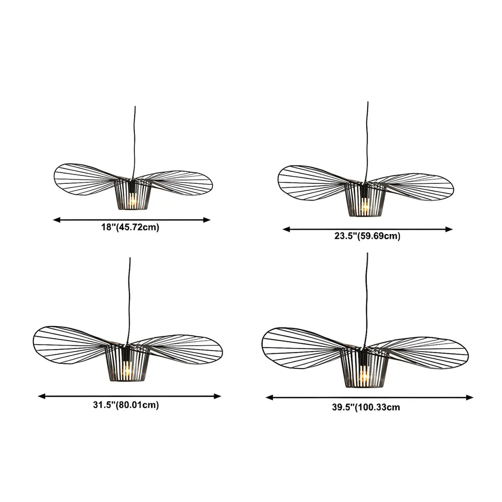 Contemporary Linear Wavey Lotus Leaf Hat Design Pendant Lamp