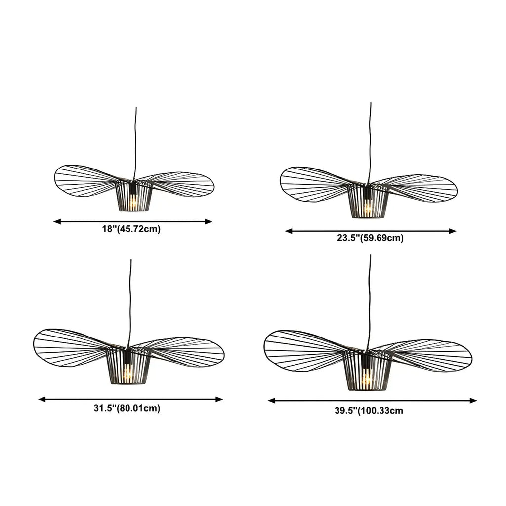 Contemporary Linear Wavey Lotus Leaf Hat Design Pendant Lamp
