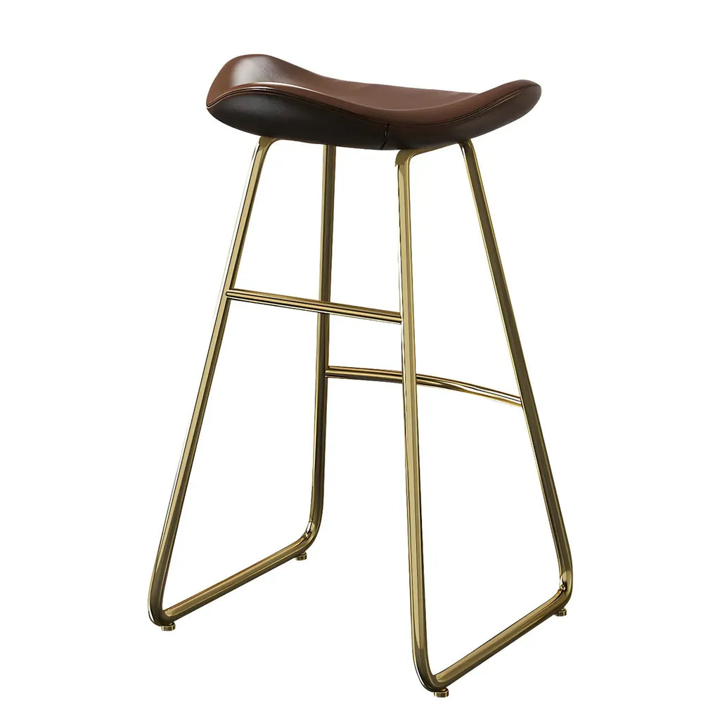 Classic Brown Saddle Leather Counter Height Bar Stools