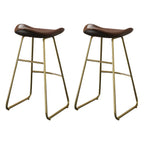 Classic Brown Saddle Leather Counter Height Bar Stools